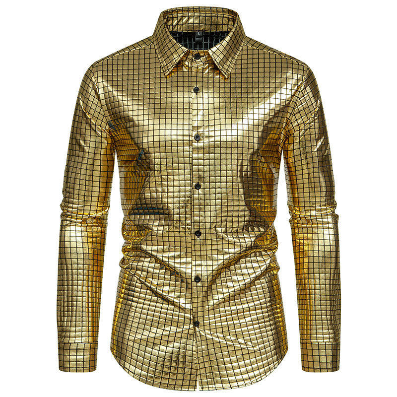 Herren Hemd Modern Quadratmuster Glänzend