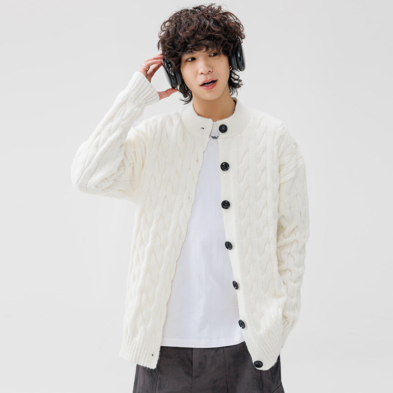 Herren Cardigan Grobstrick Mit Knöpfen Bequem Elegant