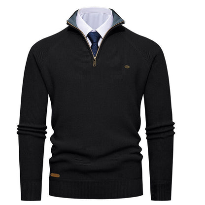 Herren Strickpullover Eleganter Stehkragen Reißverschluss Modern