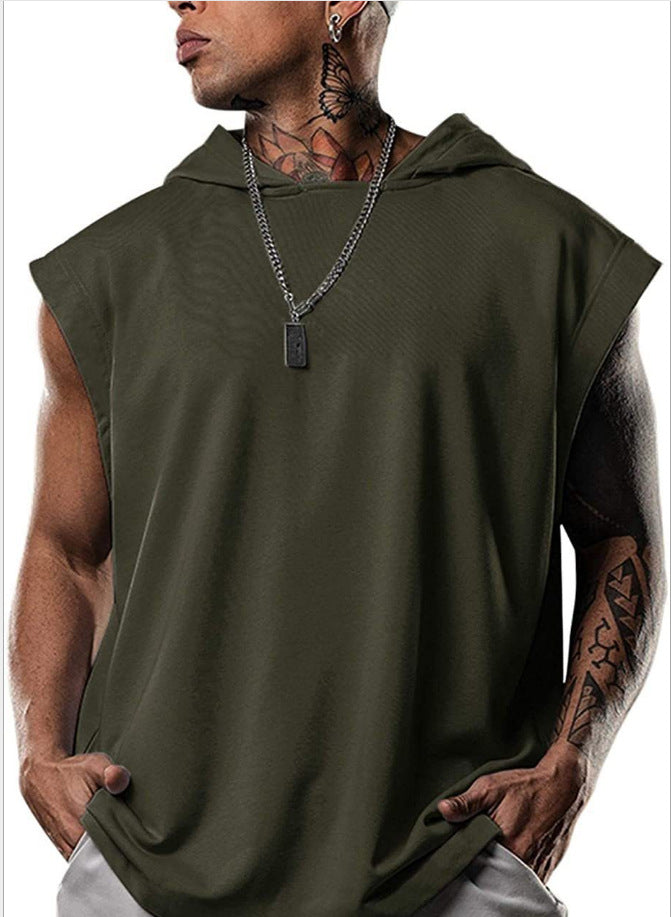 Herren Kapuzenshirt Ärmellos Modern Baumwolle