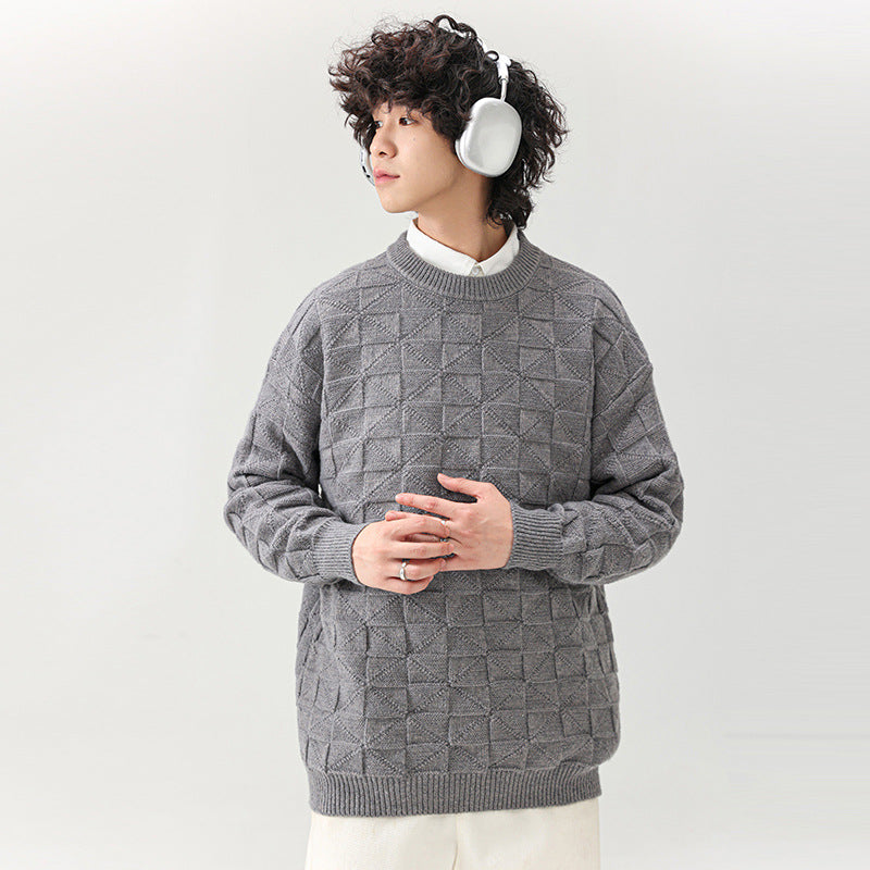 Herren Pullover Struktur Oberfläche Modern Schwarz