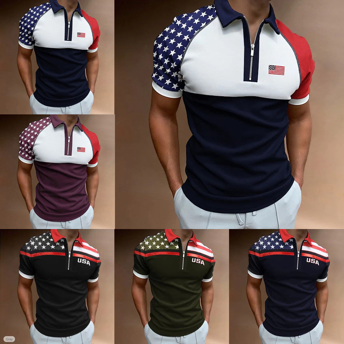 Herren Polo-Shirt mit Flaggen-Applikation Sportlich Modern - BerlinGlamour