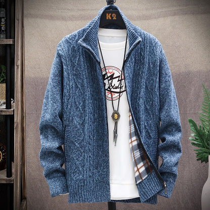 Herren Strickjacke Modern mit Kunstleder Effekt - BerlinGlamour
