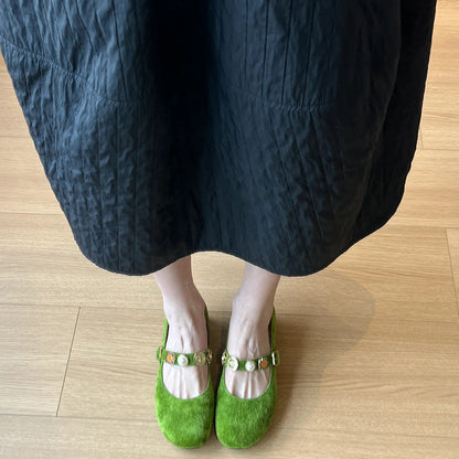 Damen Ballerinas mit Riemen und Blumen Verzierungen