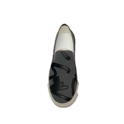 Damen Sneaker Slip-On Bequem Rutschfest Schwarz
