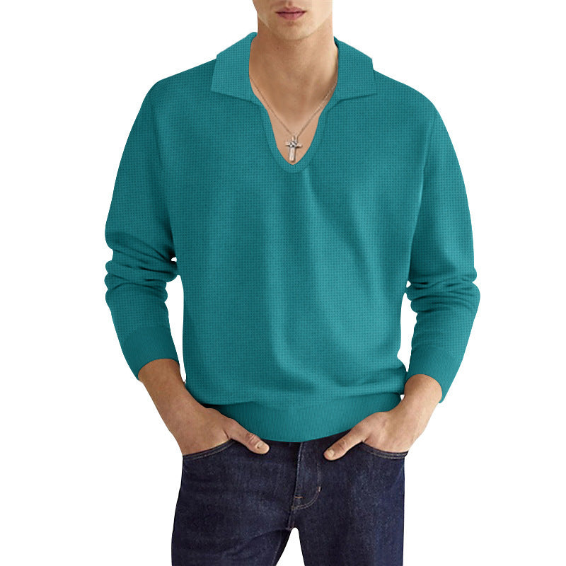 Herren Strickpullover V-Ausschnitt Modern Strukturiert