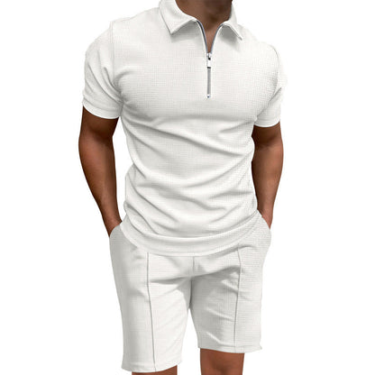 Herren Polo-Shorts-Set Modern mit elastischem Bund und Reißverschluss
