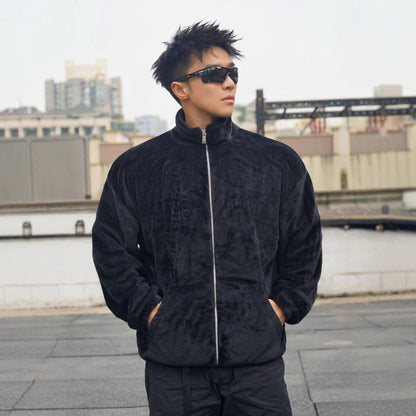Herren Fleecejacke Weich Warm Mit Hochem Kragen