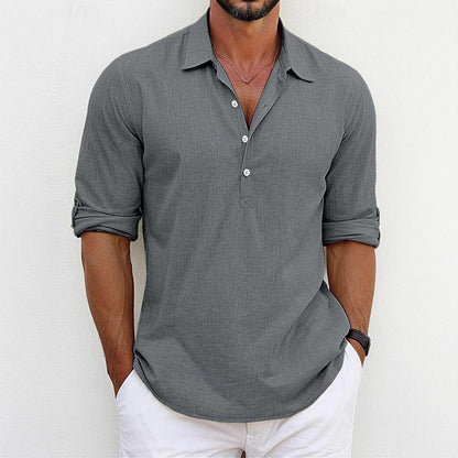 Herren Hemd Modern 3/4 Ärmel Knopfleiste Style