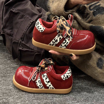 Damen Sneaker Sportlich Animalprint Schnürsystem Moderne - BerlinGlamour