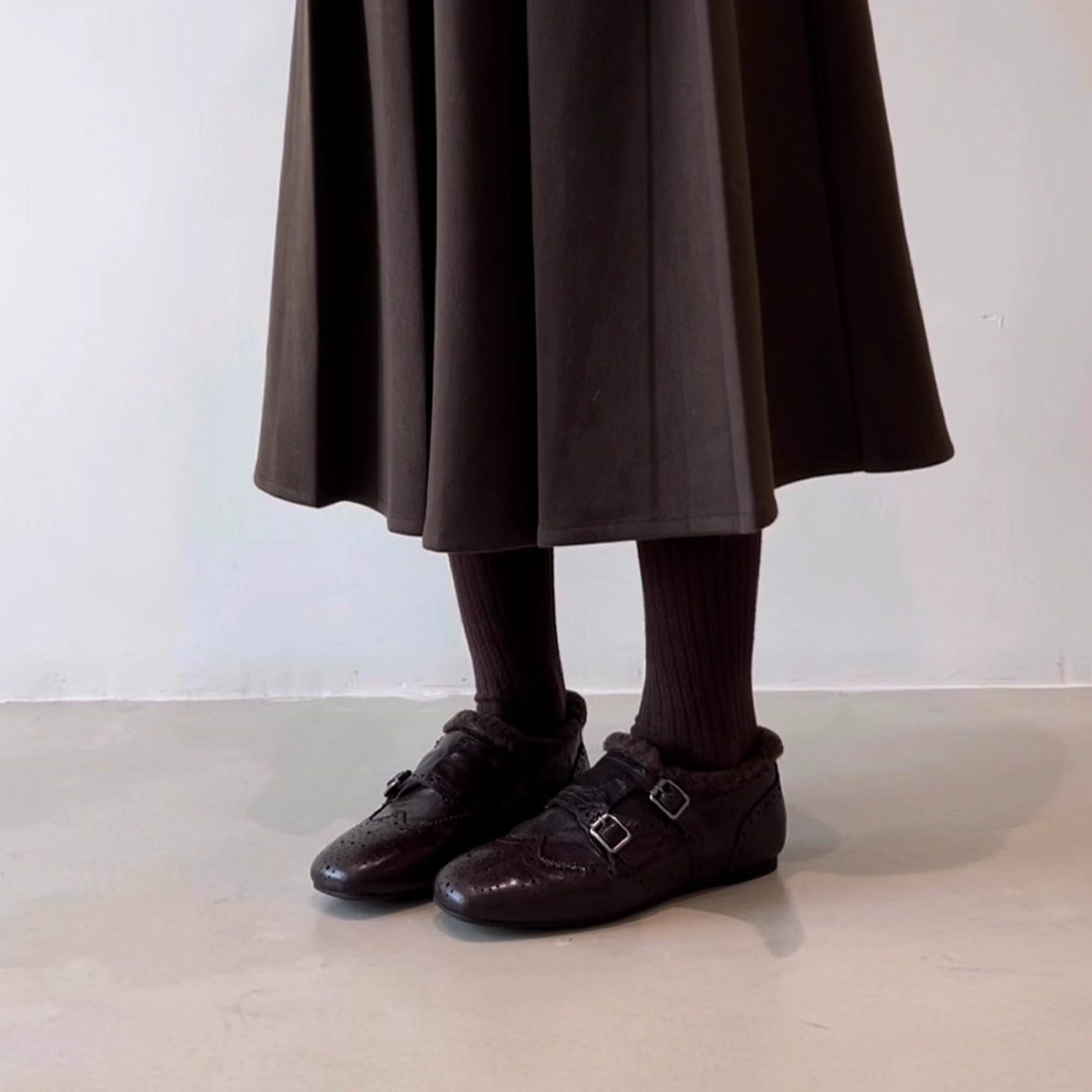 Damen Mokassins Weich Schnalle Lederschuhe Modern