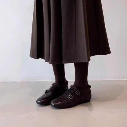 Damen Mokassins Weich Schnalle Lederschuhe Modern