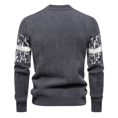 Herren Pullover Strick Zopfmuster Stehkragen Modern