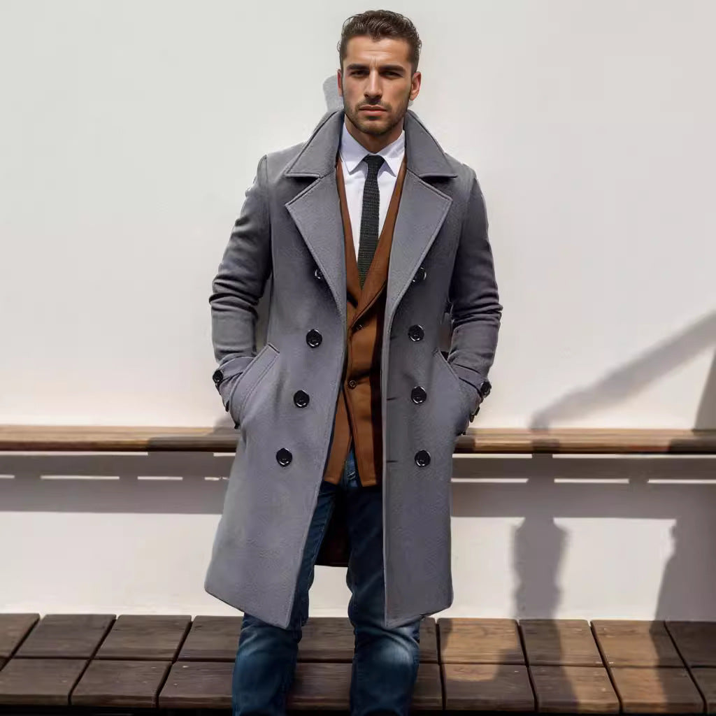 Eleganter Herren Trenchcoat Berlin Stil Lang mantel