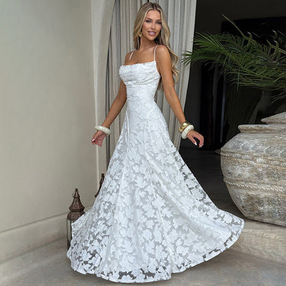 Elegantes Abendkleid Damen Floral Muster Lang