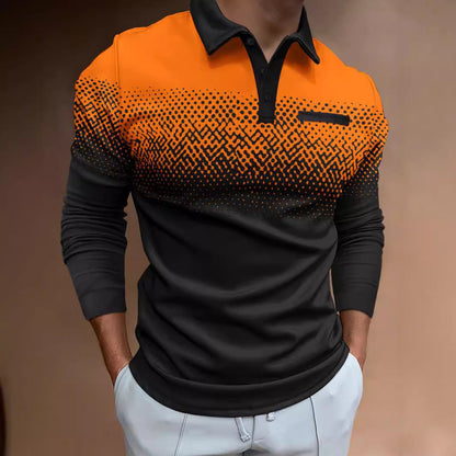 Herren Poloshirt Langarm Digitaldruck Berlin Style