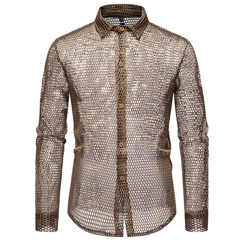 Herren Hemd Mesh atmungsaktiv Modern Designer