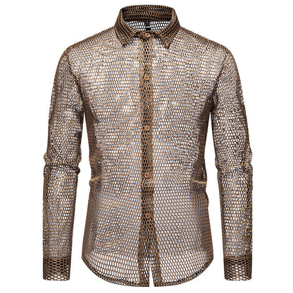 Herren Hemd Mesh atmungsaktiv Modern Designer