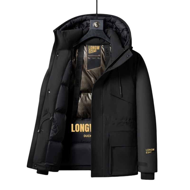 Herren Winterjacke Isoliert Warm mit Kragen und Taschen