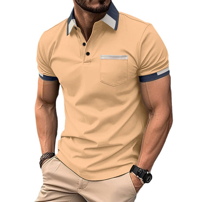 Herren Polohemd Modern Klassisch mit Brusttasche