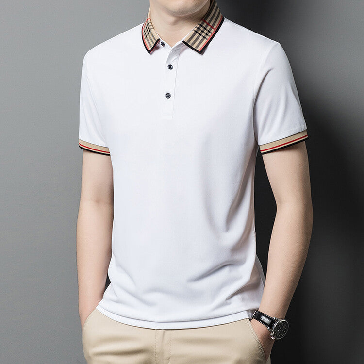 Herren Polo-Shirt Karo-Kragen Elegant Slimfit