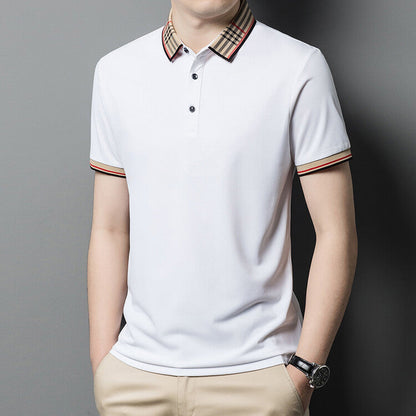 Herren Polo-Shirt Karo-Kragen Elegant Slimfit