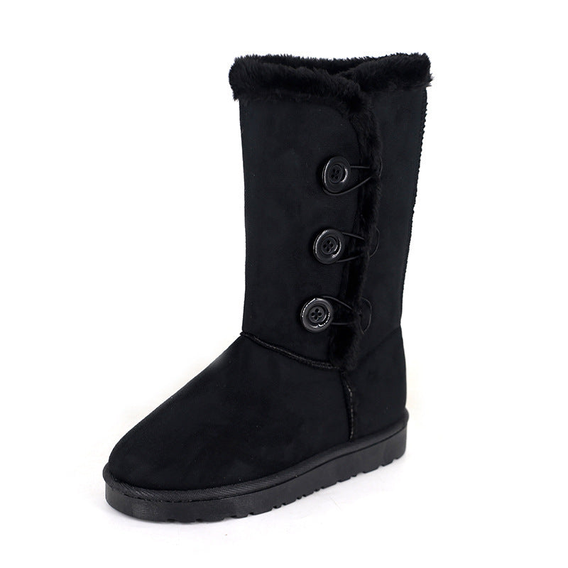 Damen Kurzstiefel mit Kunstfell und Knöpfen Winter