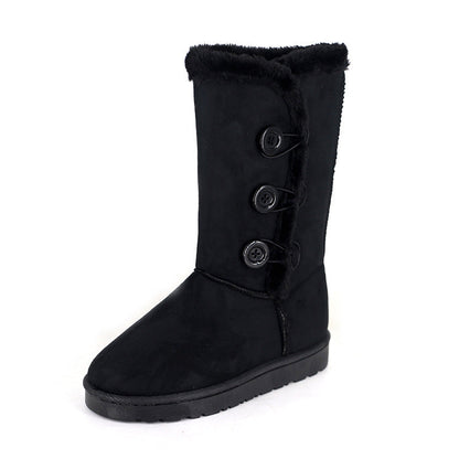 Damen Kurzstiefel mit Kunstfell und Knöpfen Winter