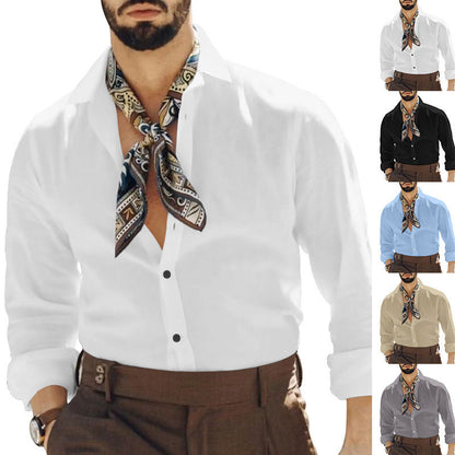 Herren Langarmhemd Elegant mit Halstuch Modern Slimfit - BerlinGlamour