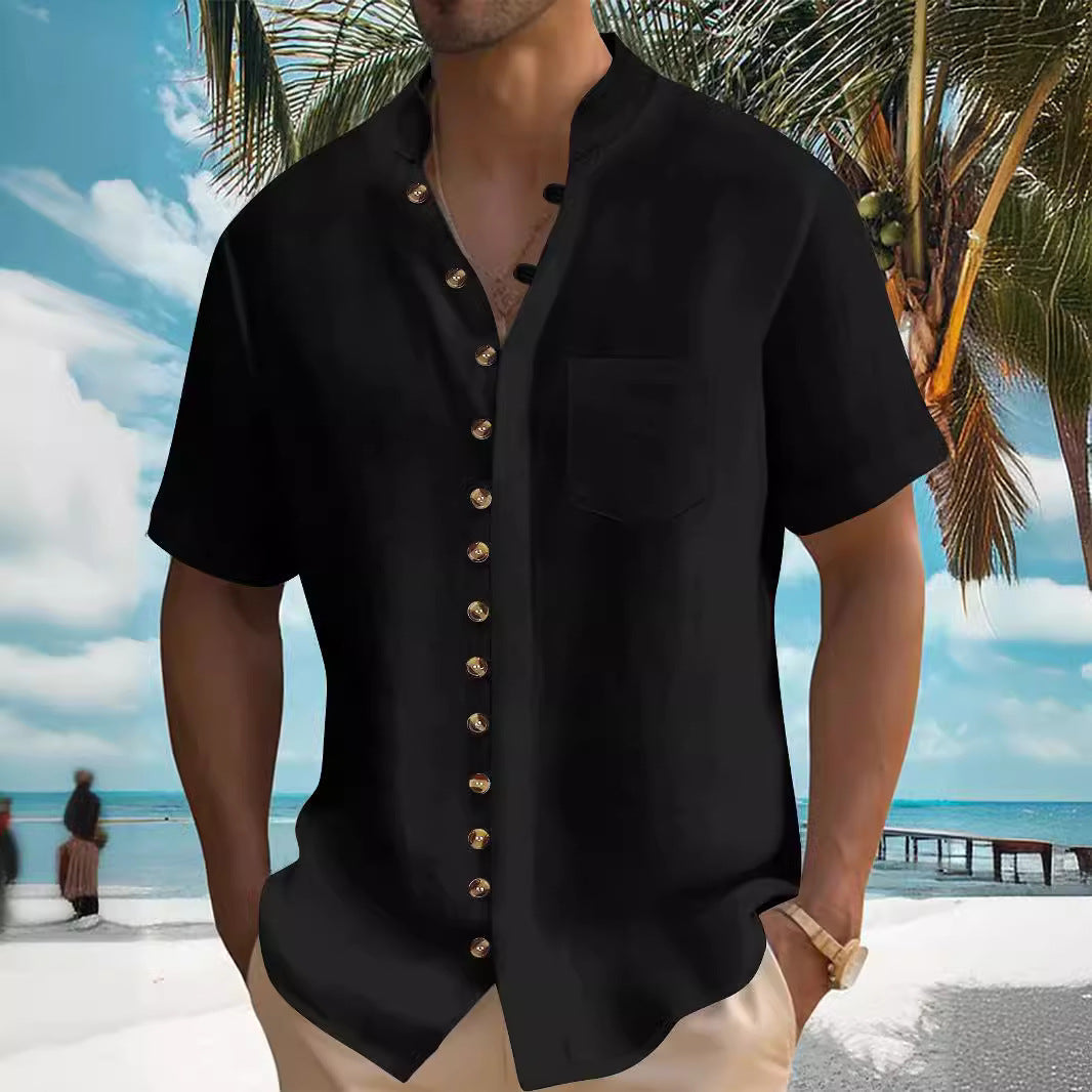 Herren Kurzarm Hemd Modern Knopfdesign Slim Fit