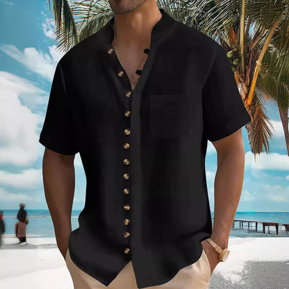 Herren Kurzarm Hemd Modern Knopfdesign Slim Fit