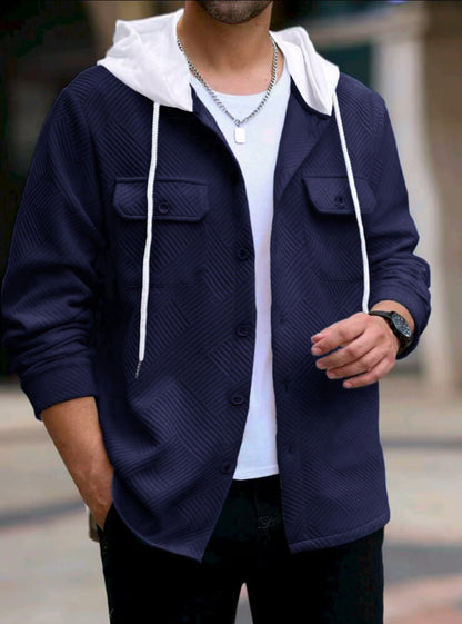 Herren Outdoor-Jacke lässig mit Kapuze und Muster
