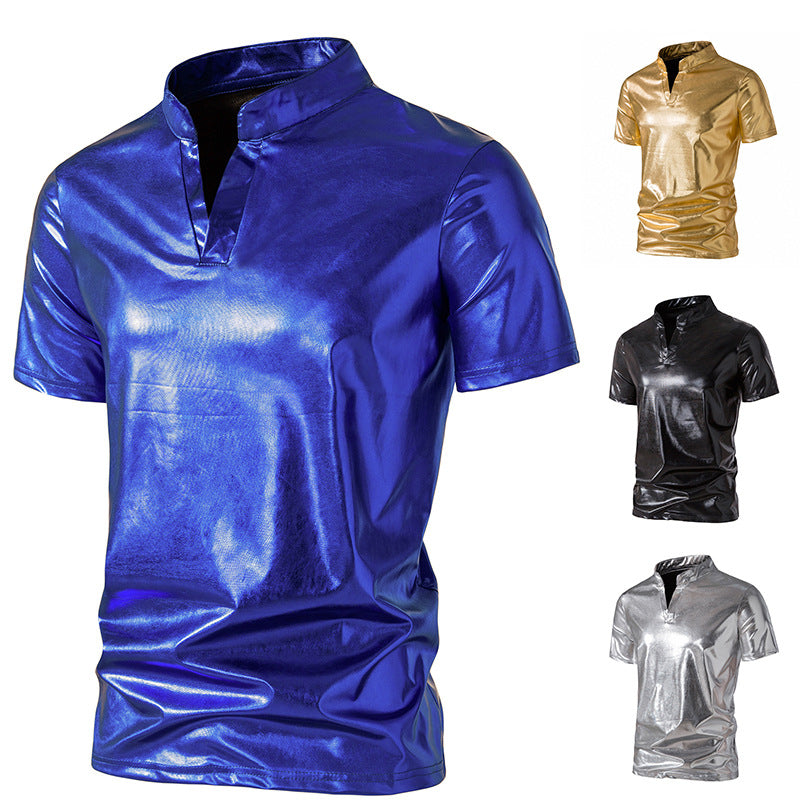 Herren Poloshirt Modern Stehkragen Glänzend