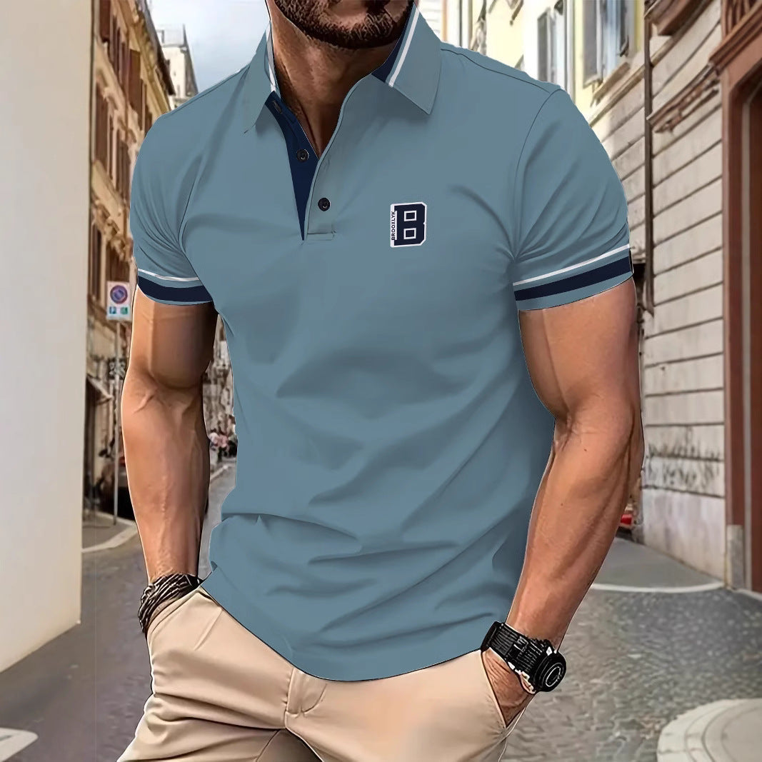 Herren Poloshirt Kurzarm Modern mit Kontraststreifen