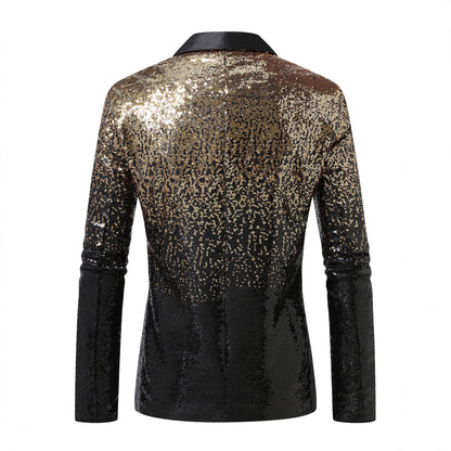 Herren Blazer Glamour Paillettenjacke Satin Modern