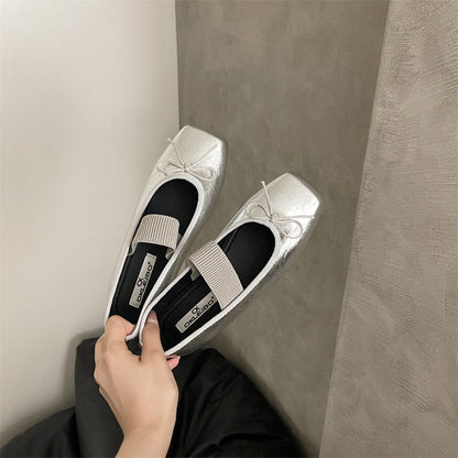 Damen Ballerinas Elastisch Schleifenakzent Moderne Frauen Schuhe