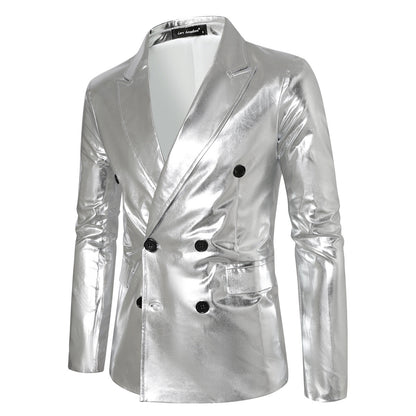 Herren Blazer Pailletten Glänzend Doppelter Knopf