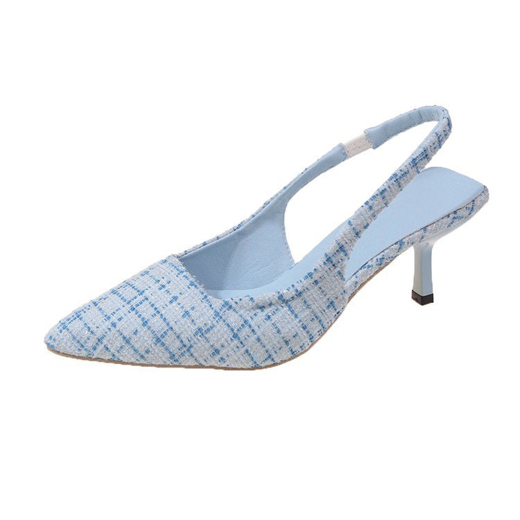 Damen Slingback Pumps Hochhackig Stoffmix Elegant