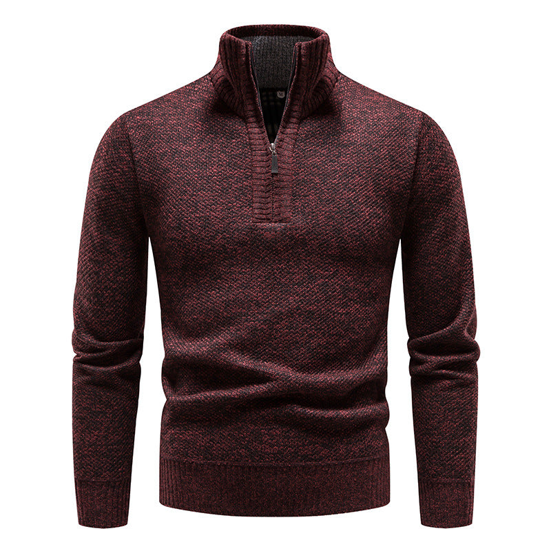Herren Strickpullover Modern Stehkragen Reißverschluss Elegent