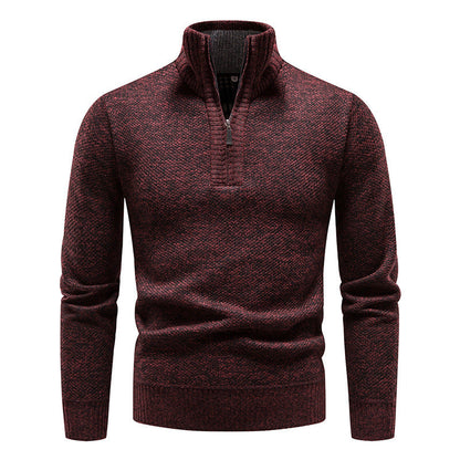 Herren Strickpullover Modern Stehkragen Reißverschluss Elegent