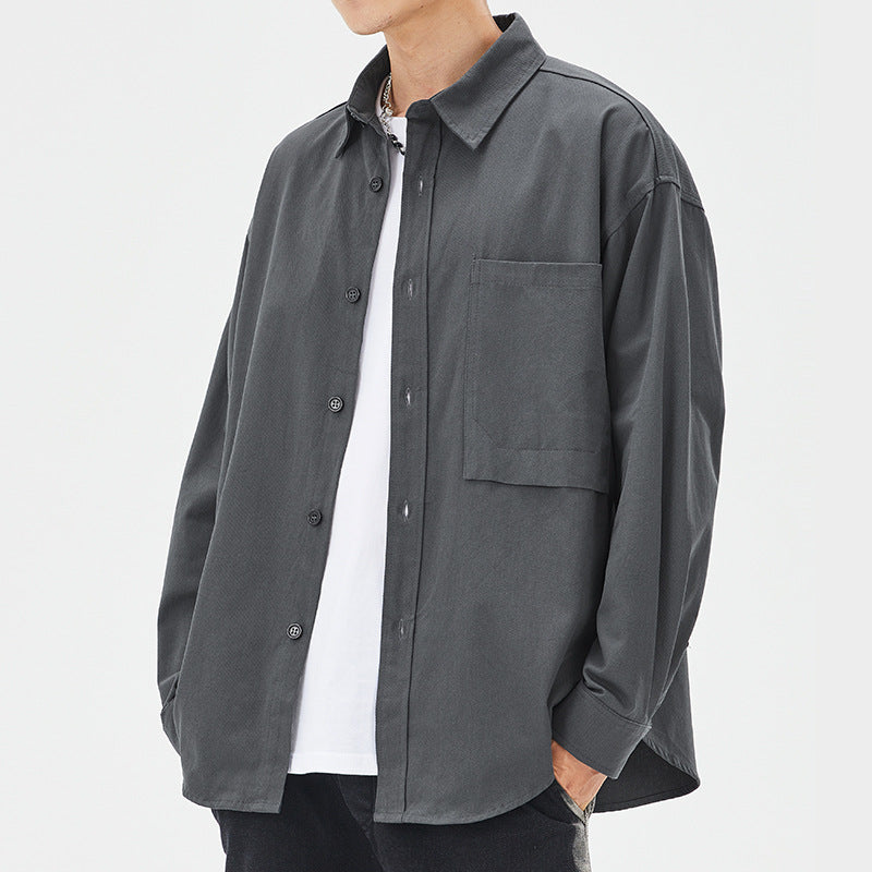 Herren Hemdjacke Lässig Baumwolle mit Brusttasche Modern