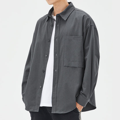 Herren Hemdjacke Lässig Baumwolle mit Brusttasche Modern