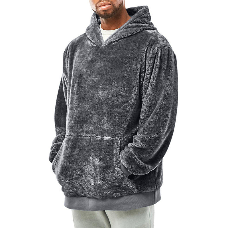Herren Fleecepullover Kapuze Weich Warm mit Taschen