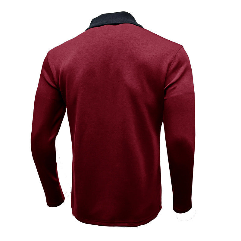 Herren Sportpolo Langarm Stehkragen Reißverschluss Funktionales Design