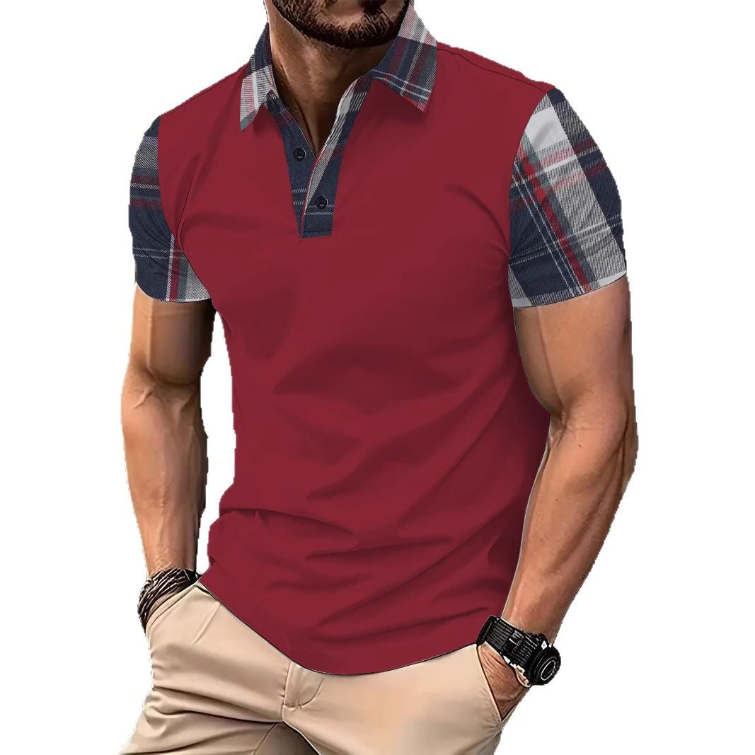 Herren Polo-Shirt Karierter Kragen Modern Slimfit