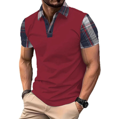 Herren Polo-Shirt Karierter Kragen Modern Slimfit