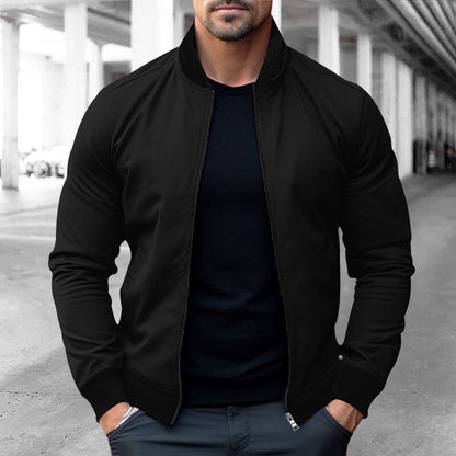 Herren Bomberjacke Modern Elastisch Mit Strukturärmeln