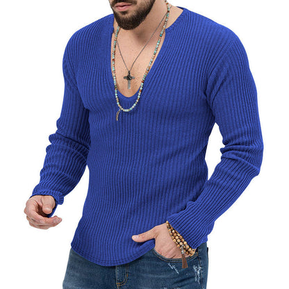 Herren Pullover Langarm V-Ausschnitt Moderner Schnitt