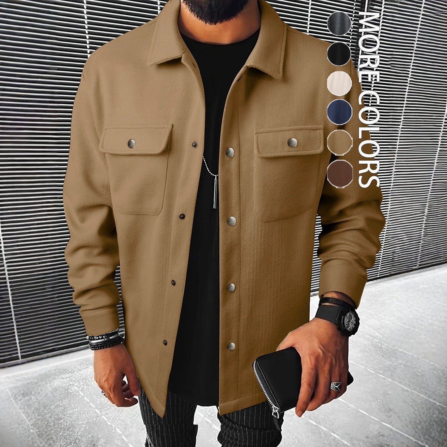 Herren Jacke Modern Stilvoll Outerwear Schwarz