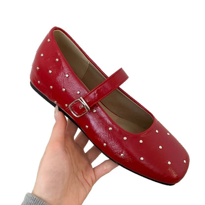 Damen Ballerinas Elegant Schnalle Glitzer